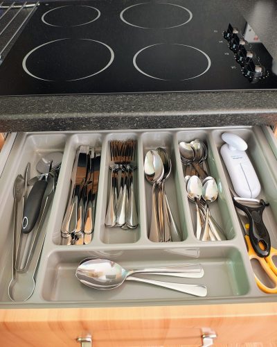 Cutlery in drawer